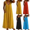Damen Farbige Lässige Trägerkleid Normale Faltenkleid Langer Rock