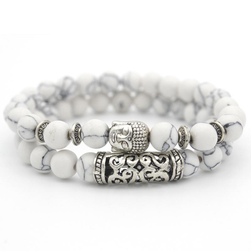 European & American Style Volcanic Rock Buddha Head Multi-Layer Bead Bracelet