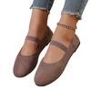 Women's Plus Size Fashion One Strap Round Toe Casual Flats for Everyday Wear