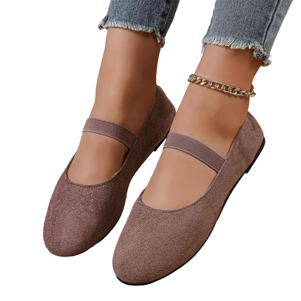 Women's Plus Size Fashion One Strap Round Toe Casual Flats for Everyday Wear