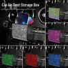 Rhinestone Leather Car Air Vent Organizer Bag - Multifunctional Lambskin Storage Box