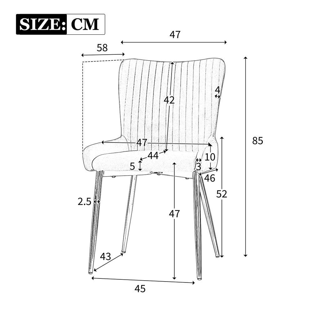Velvet Dining Chair, Set of 6, Luxurious, Living Room, Bedroom, Lounge Chair with Four Golden Metal Support Legs, Lumbar Support, Beige