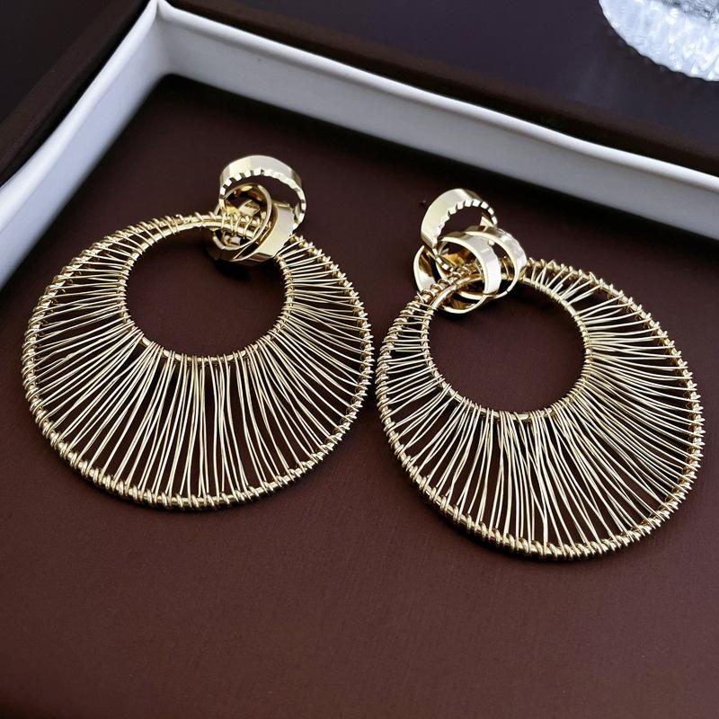 Exaggerated Hollow Circle Geometric Silver Needle Earrings Ins Earrings