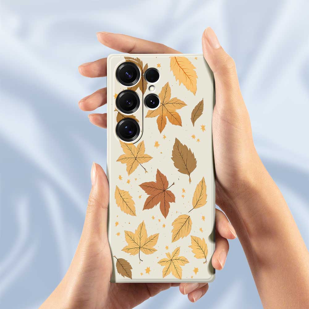 For Samsung Galaxy S25 Ultra Case Maple Leaves Pattern Printing Straight Edge TPU Phone Back Cover