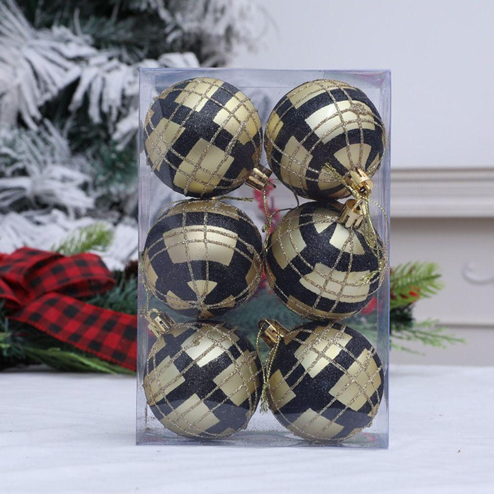 6pcs Painted Christmas Balls Pendant Shatterproof Christmas Gift Balls  Hotel Mall