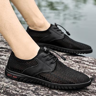 Summer Mesh Shoes Outdoor Soft Sole Mens Hollow Out Breathable Cool Flats Casual Shoes Skateboard Shoes Comfort Sneakes