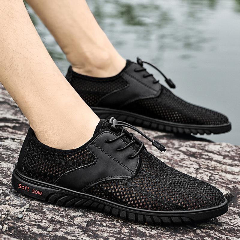 Fashion Lightweight Men Casual Shoes Fashion Hollow Out Shoes Male Breathable Cool Men Mesh Driving Shoes Comfortable Outdoor Sneakers