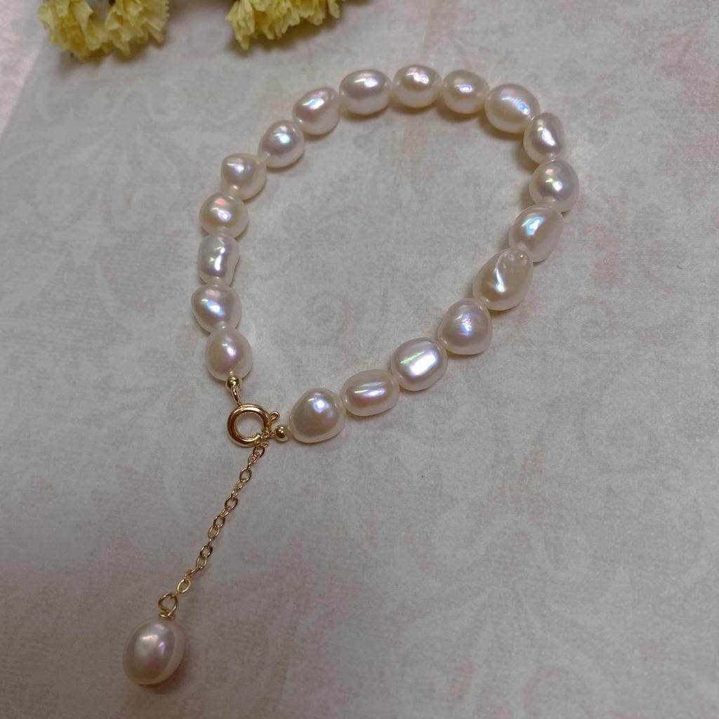 Baroque Special-shaped Pearl 14K Gold Bracelet Niche Ins Sense Retro French Cold Wind Bracelet Gift