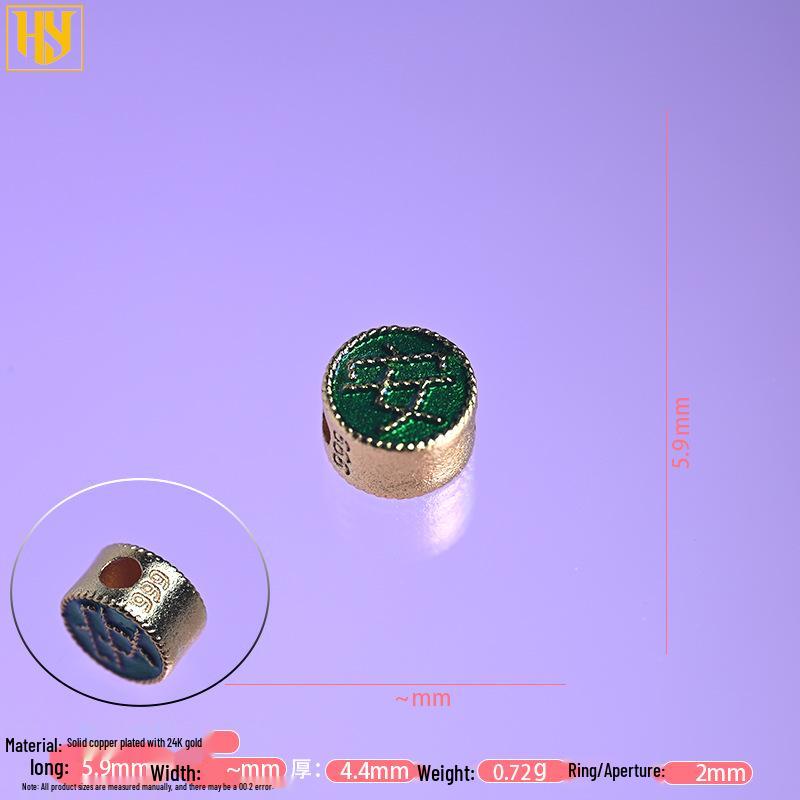 Cloisonné Peace & Joy Bracelet with Copper-Plated 24K Gold Spacers and Sand Gold Fu Character Pendants