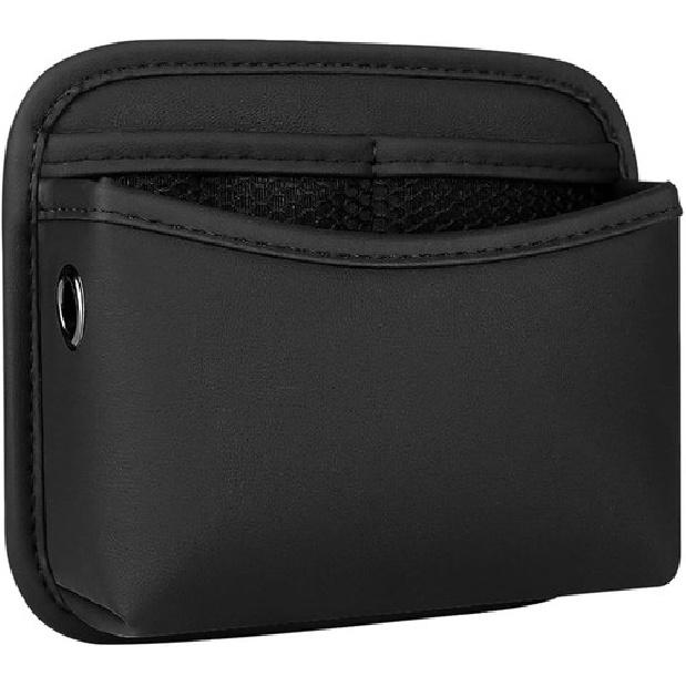 Small Car Seat Organizers PU Leather Car Console Organizer Pocket -Black-1 Pack