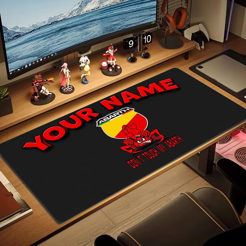 Custom Name Abarth Mouse Pad Large Gaming Table Cushion Non-slip Laptop Tablet Big Mousepad XXL Mat Mini PC Playmat With Lock edge