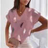 Feather 3D Printed T-shirts V-neck Short Sleeved Women's T-shirts