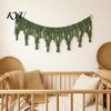 Small Window Treatment Boho Garland Wall Hanging with Wooden Beads, Hand Woven Cotton Tassel Banner, Handmade Tapestry Nordic Tapestry, Bohemian Decor