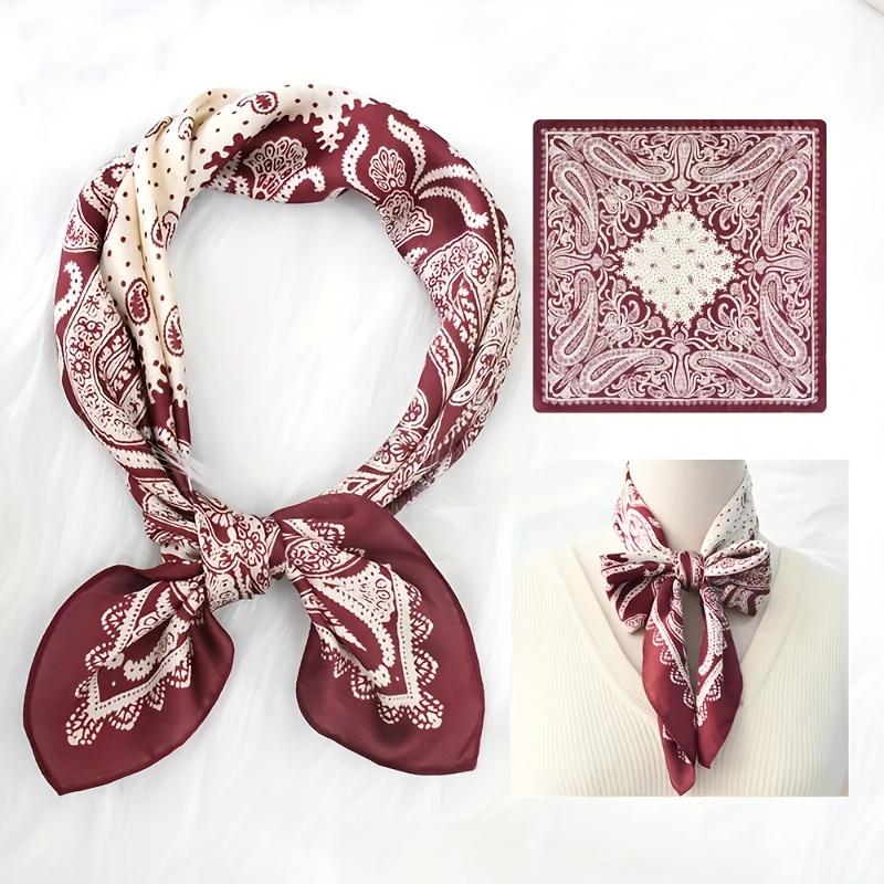 2026 New Paisley Print Small Square Scarf Soft Satin Silk-like Thin Neck Scarf Mature Style Sunscreen Headscarf For Women