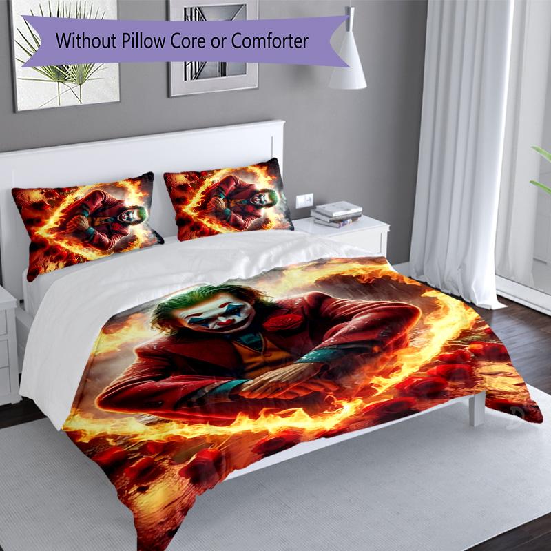 3pcs Joker pattern bedding set duvet cover set includes duvet cover &pillowcases, perfect all season bedroom decoration & gift