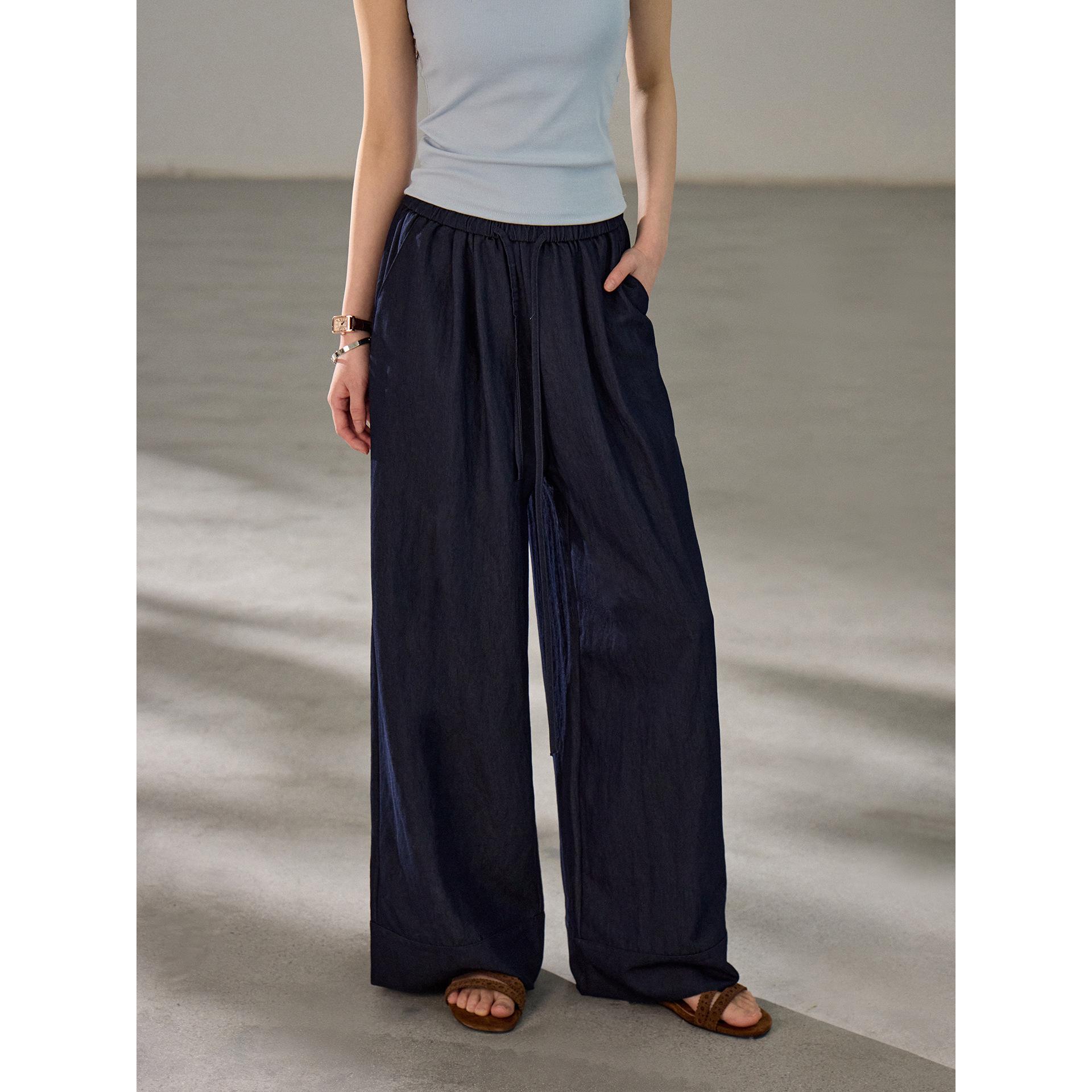 

Ge Ming Korean Style Elastic Waist Drawstring Cropped Pants for Women - High Waist, Casual, Spring Collection, SN006 One Size (85-135 kg) джинсовый синий