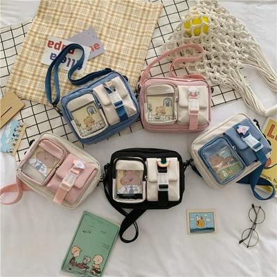 Japanse Style Kawaii Bag Girls Student Small Nylon Bag Mutipockets Transparent Crossbody Bags Women New Shoulder Bag