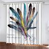 Curtain For Kids Room 3D Feather Print Bedroom Curtains Set, Curtains For Living Room Window Treatment Drapes 2 Pieces