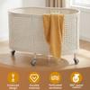 Laundry Hamper with Wheels Rolling Laundry Basket with Metal Frame Dirty Clothes Storage Bin for Bedroom Laundry Room Bathroom