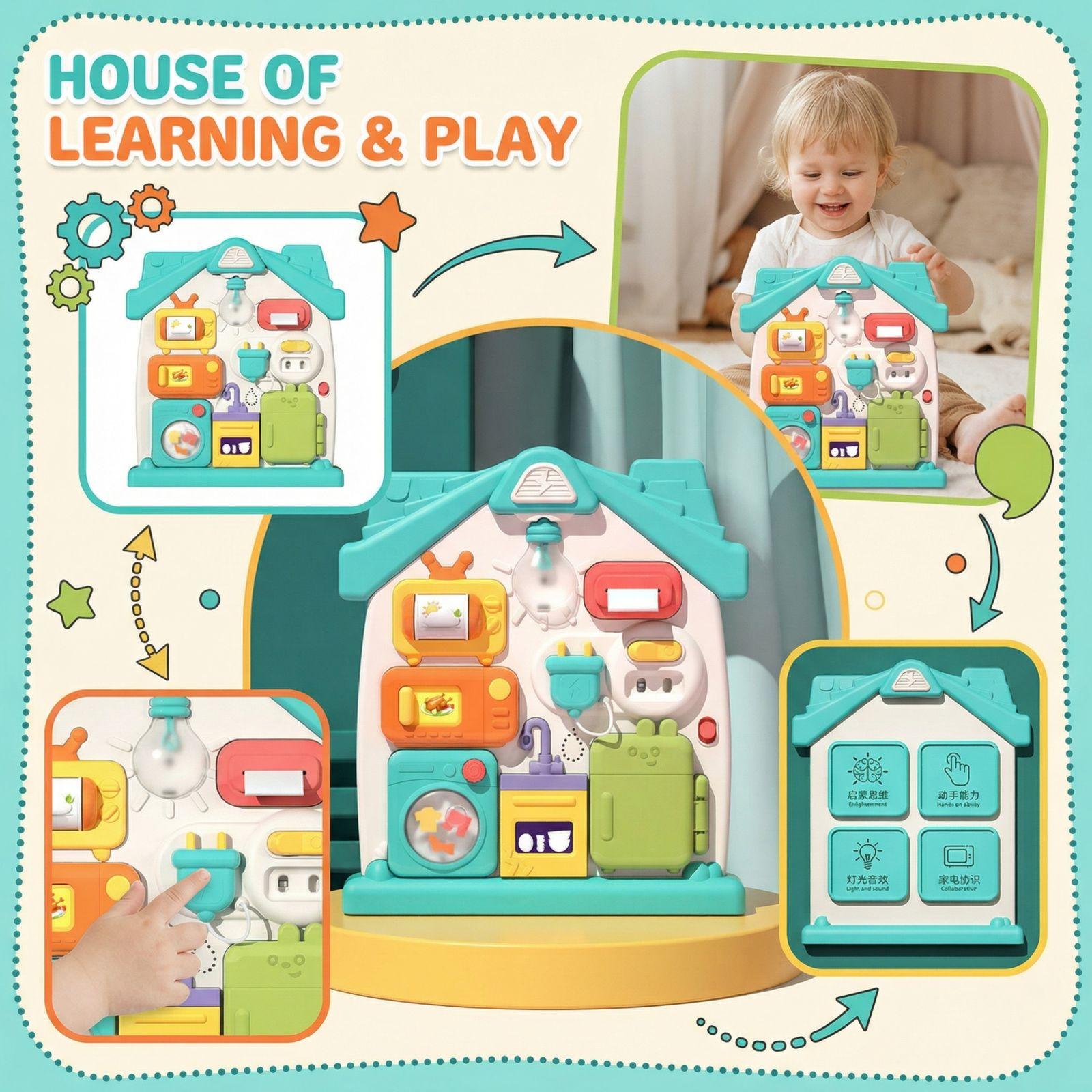 Baby Enlightenment Busy Board Early Education Puzzle Baby Busy House Toys 0-3 Years Old Children s Toys 1-2 Years Old one size