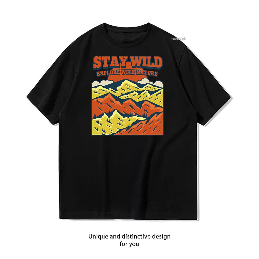 Explore Wild Nature cotton T shirt Unisex Adult couple streetwealtops tee Short sleev Casual S