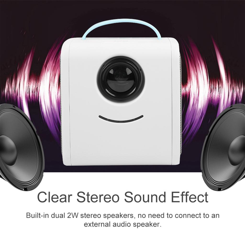 Projector 1080P 2W Loudspeaker Soft Harmless Light 30000 Hours Portable Projector for