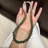 Hetian Jade Gradient Round Bead Necklace - Women's Light Luxury Style