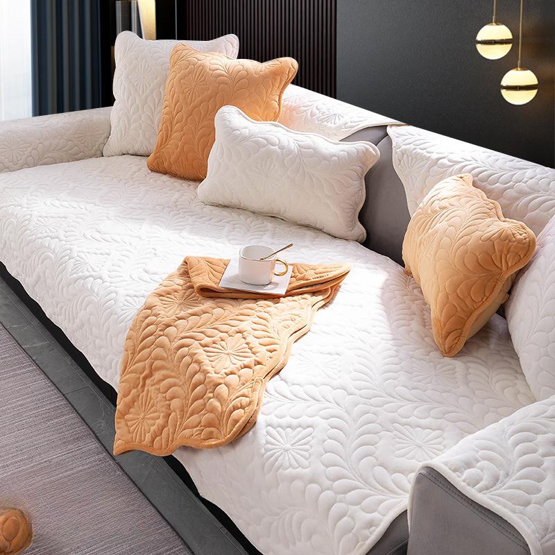 Cojín de Sofá, Cuero Universal para Todas las Estaciones, Antideslizante, Cojín de Asiento Engrosado Simple Nórdico, Funda de Felpa para Invierno, Toalla para Respaldo