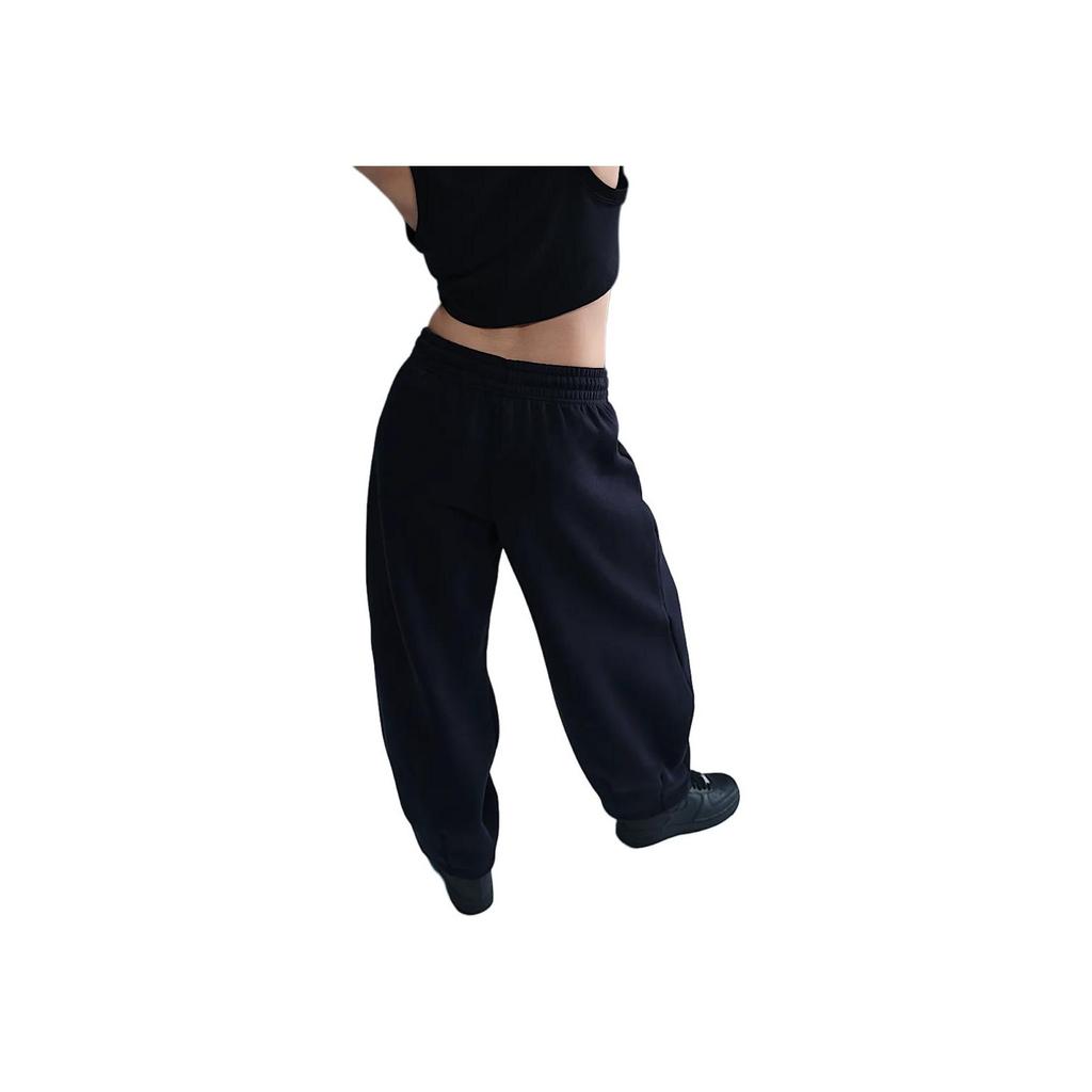 Nike Sportswear Phoenix Fleece Solid Color Mid Waist Fashion Versatile Fleece Tapered Casual Pants Women Bottoms Black Sail-White HJ0899-010