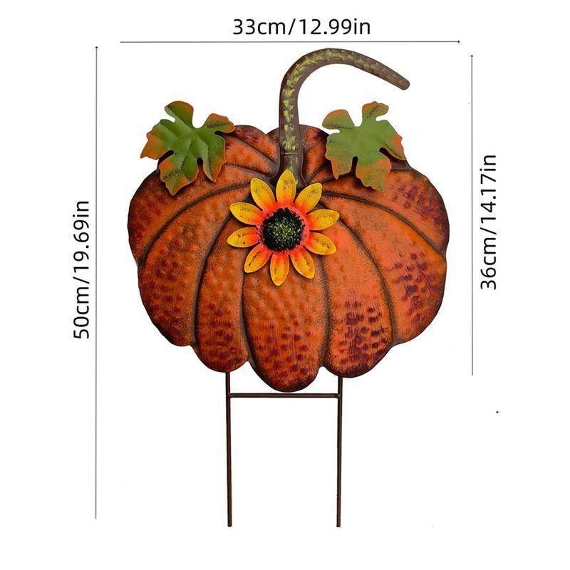 Good-Metal Pumpkin Garden Stake Fall Decor Decorative Rustic Pumpkin Yard Stake Sign Yard Decor Outdoor Thanksgiving
