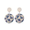 Fashion Boho Retro Button Earrings National Wind Weave Grass Paper Round Earrings Jewelry KTJ