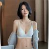 Women's Seamless Triangle Cup Sexy Floral Backless Bra Push Up Anti-Sagging Enhancing for Small Bust Comfortable Thin Style