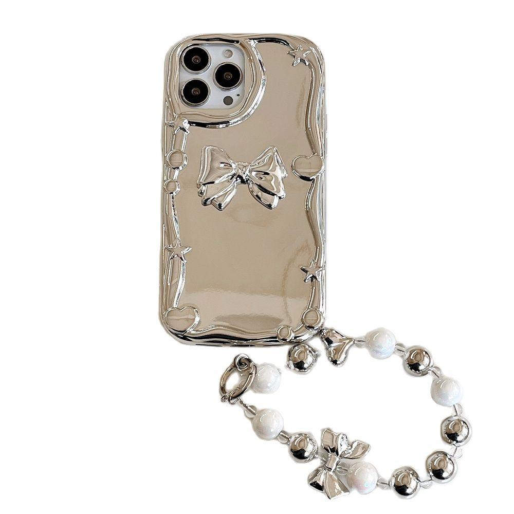 Luksus stilig bowknot armbånd kjede myk plating veske for Iphone 14 13 12 11 Pro Max Xs Xr Xsmax Star Moon støtsikkert deksel