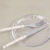 Katewaltz Tiny Blanc Rev Cutlery 3-Piece Dinner Knife, Spoon, Fork