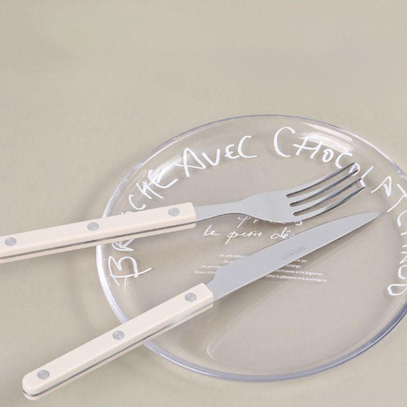 Katewaltz Tiny Blanc Rev Cutlery 3-Piece Dinner Knife, Spoon, Fork