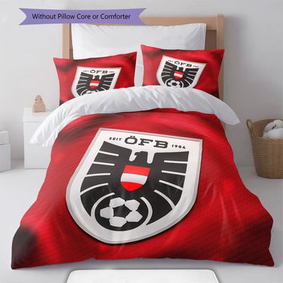 Austria Football Pattern Bedding Home Decoration Birthday Gift (1 * Duvet Cover + 2 * Pillowcase, Without Core),fan Merchandise.