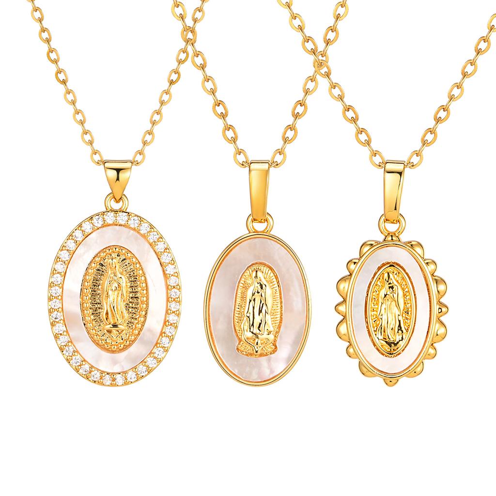 Fashion Gold Necklace Cross Oval Virgin Pendant, Personalized Accessories 323