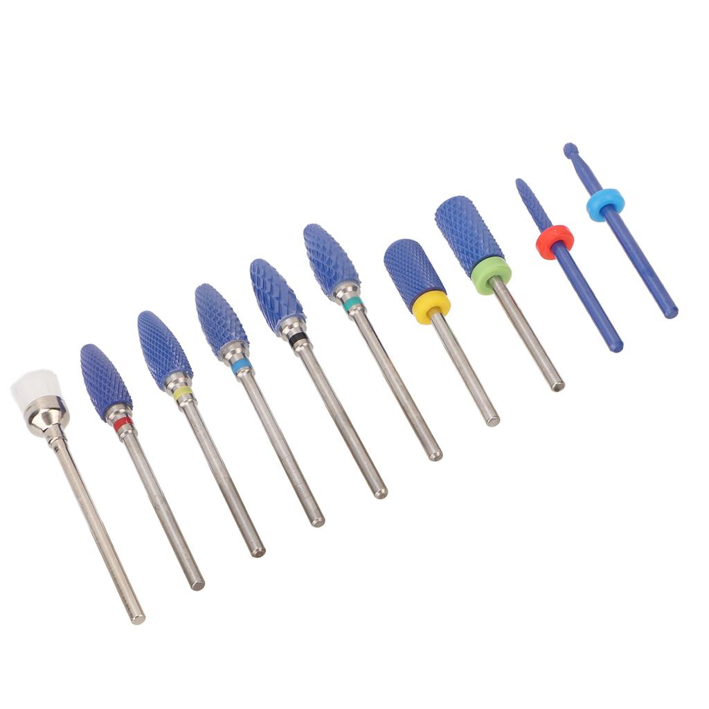 10pcs Nails Drill Bits Rotatable With Storage Case Tungsten Steel Nail Grinding Head Sets