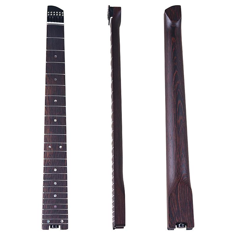 Chicken Wing Wood Headless Electric Guitar Neck with 24 Frets, String Lock, and Nut for DIY.