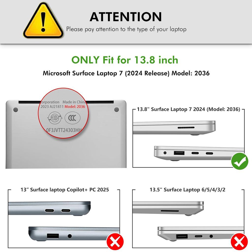 ENKAY HAT PRINCE For Microsoft Surface Laptop 7 13.8-inch (2036) Matte Laptop Case Hard PC Anti-fingerprint Shockproof Cover