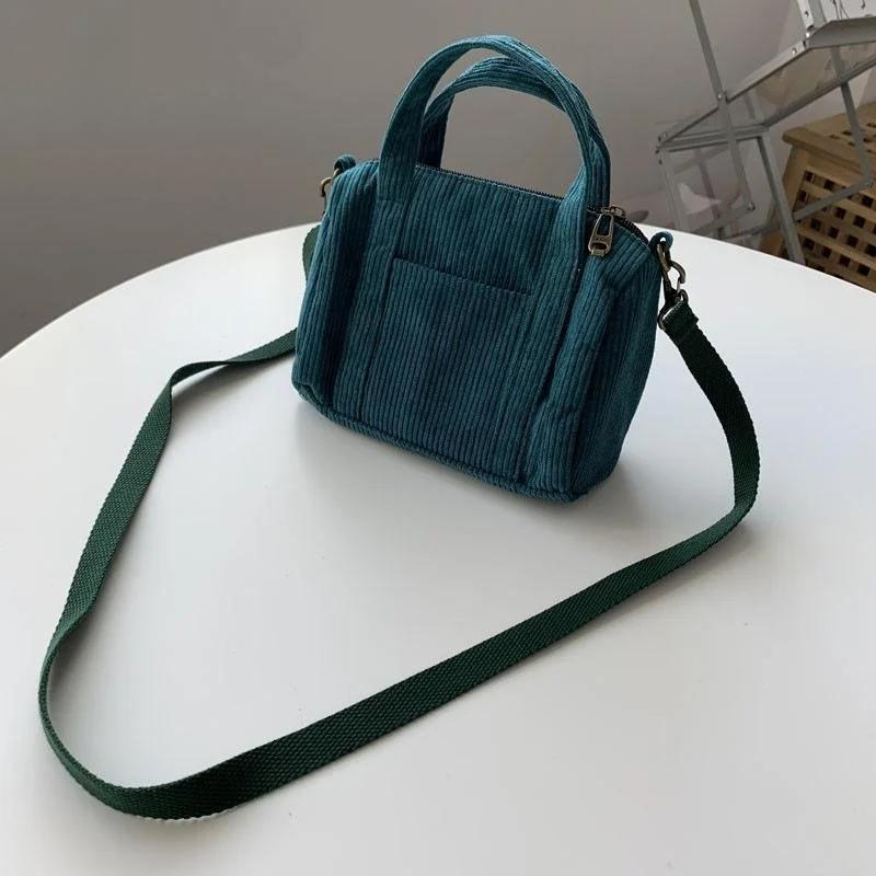 Women's Mini Crossbody Bag Corduroy Shoulder Bag Female Canvas Handbag Zipper Totes Ladies Casual Purse Cloth Pouch For Girl