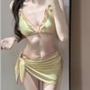 Damen-Bikini mit Karomuster im koreanischen Stil & Dreiteiliges Badeanzug-Set für Thermalbäder