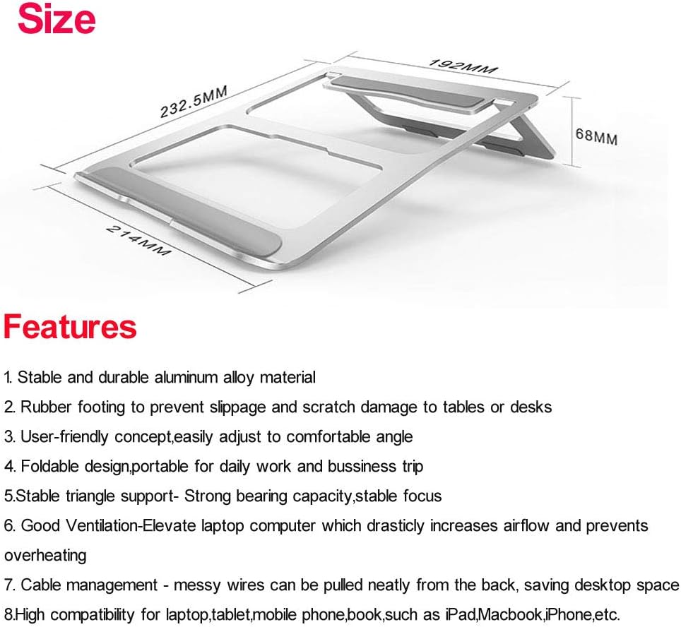 Laptop Tablet Stand Universal Adjustable Aluminium Alloy Foldable Stand Desktop Holder For Macbook 10''-15.6'' Laptop Notbebook