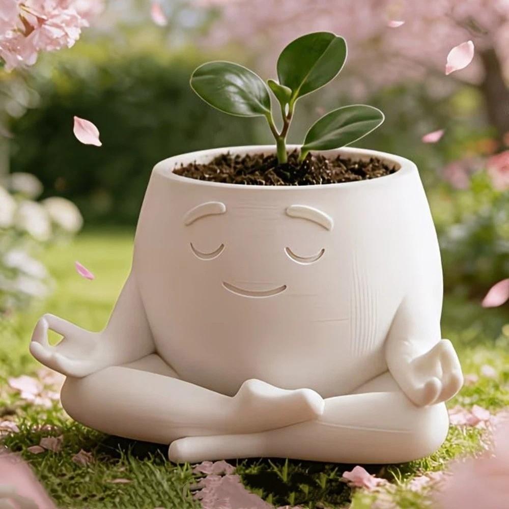 Sitting Posture 3D Printed Yoga Face Planter Novelty Gift Unique Figurine Succulent Flower Pot Ornaments Handicrafts