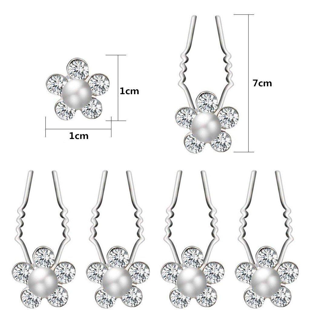 Formemory Bridal Hair Pearl Flower Ornaments Head Formal Wedding Hair Hair Hair Clip for Entrance and Parties Ornaments, Hairpins, (6 pieces), U-pins