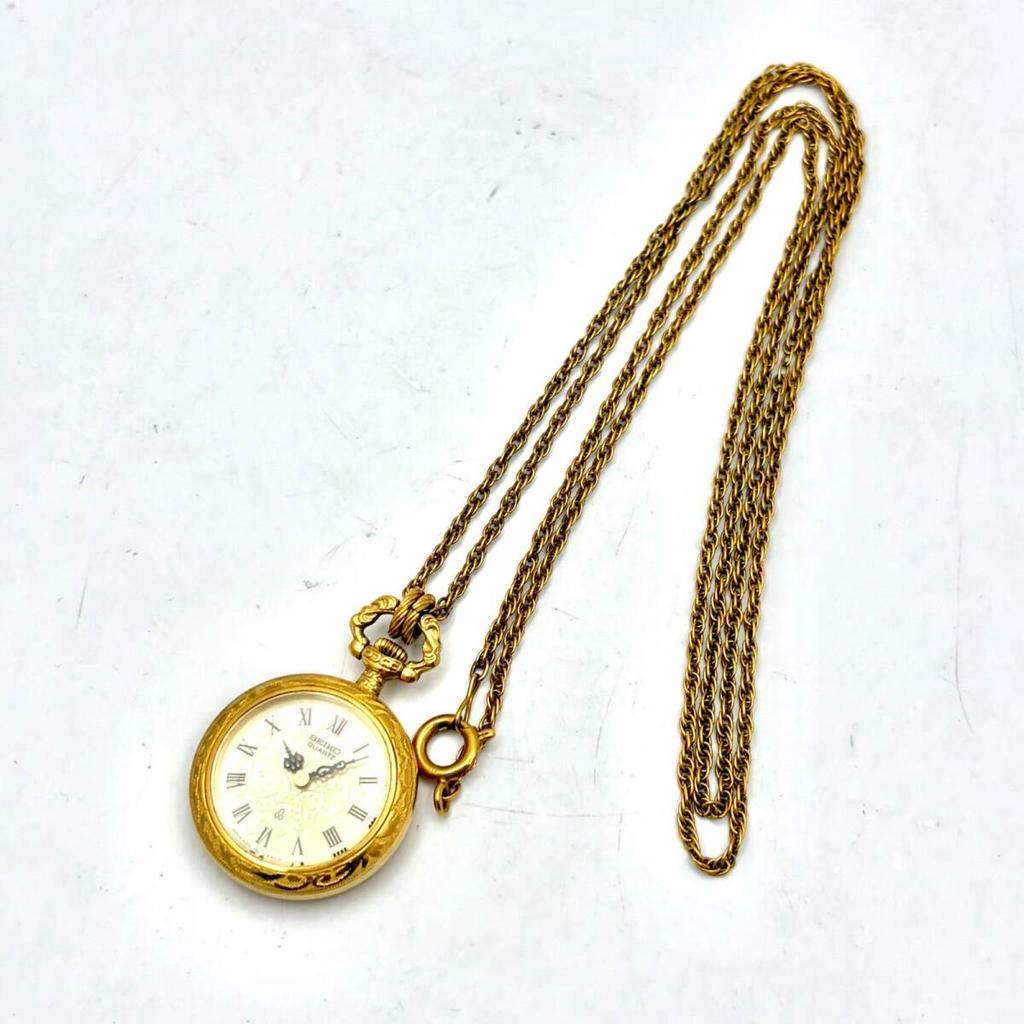 SEIKO Pocket Watch Gold Roman Numerals [Excellent Condition/New Battery]