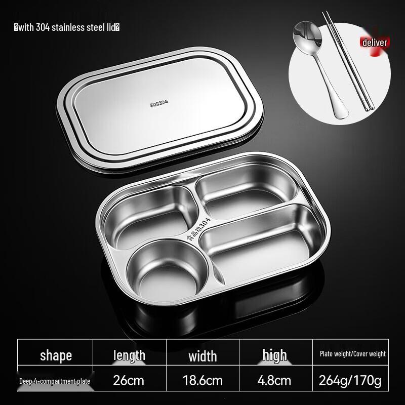 Stainless Steel Divided Lunch Tray