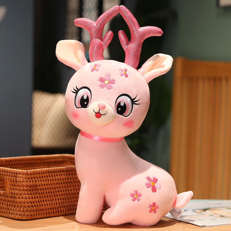 Cute sika deer doll deer doll plush toy sleeping pillow for girls rag doll birthday gift