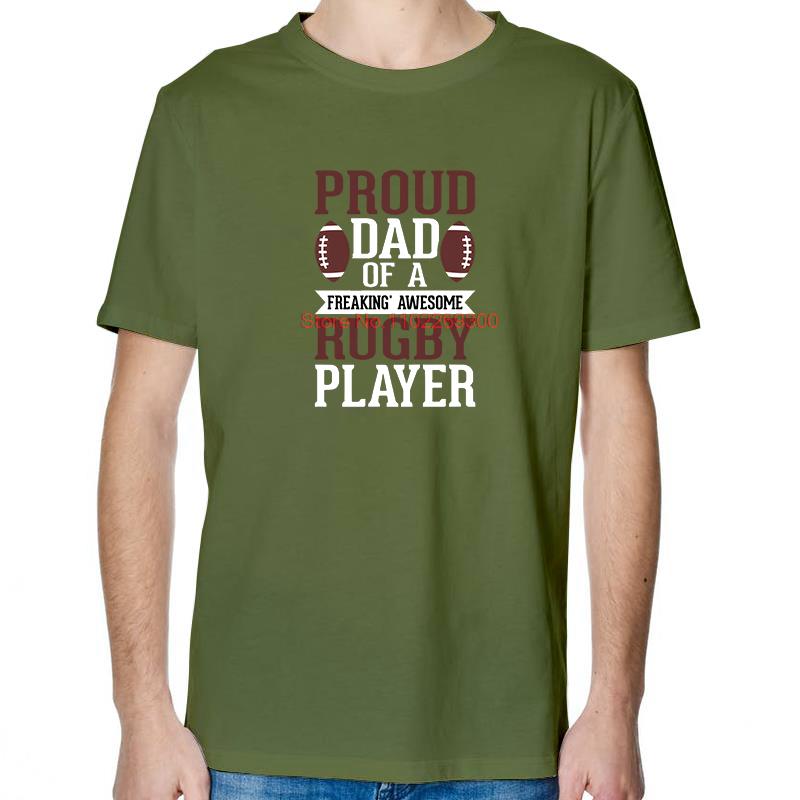 Proud Dad Of A Rugby Player Fashion Tees Tops Cotton New Shirts And TShirts Casual Unisex Streetwear Round Neck TShirt