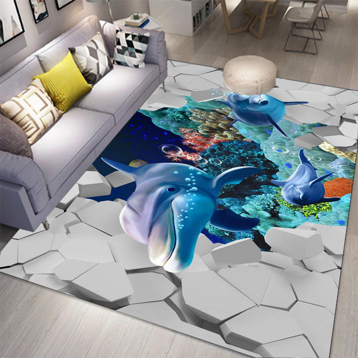 

Ocean World Carpet 3D Dolphin килими для вітальні спальні килим фланель домашній килимок Ocean Area килимки 40cm x 60cm